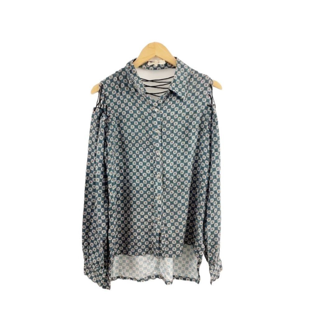 Gildedintent Cold Shoulder Button Down Shirt - image 1